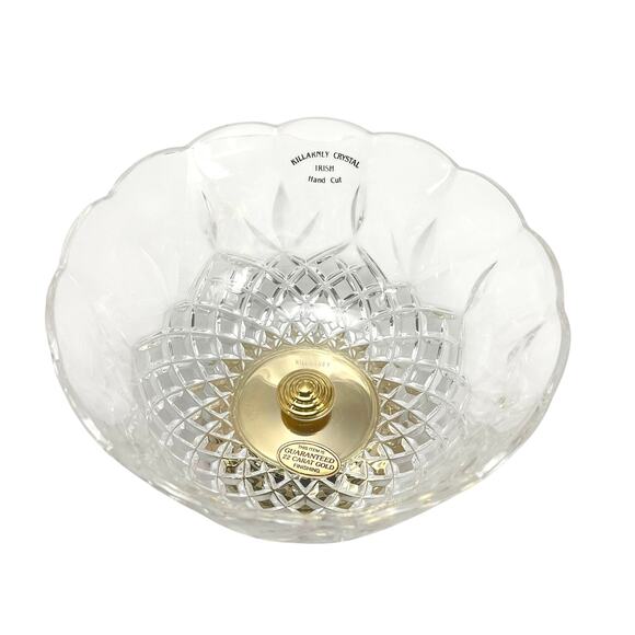 Vintage WATERFORD CRYSTAL "KILLARNEY" Footed Bowl 22 KARAT GOLD Finish 7" - Picture 3 of 8